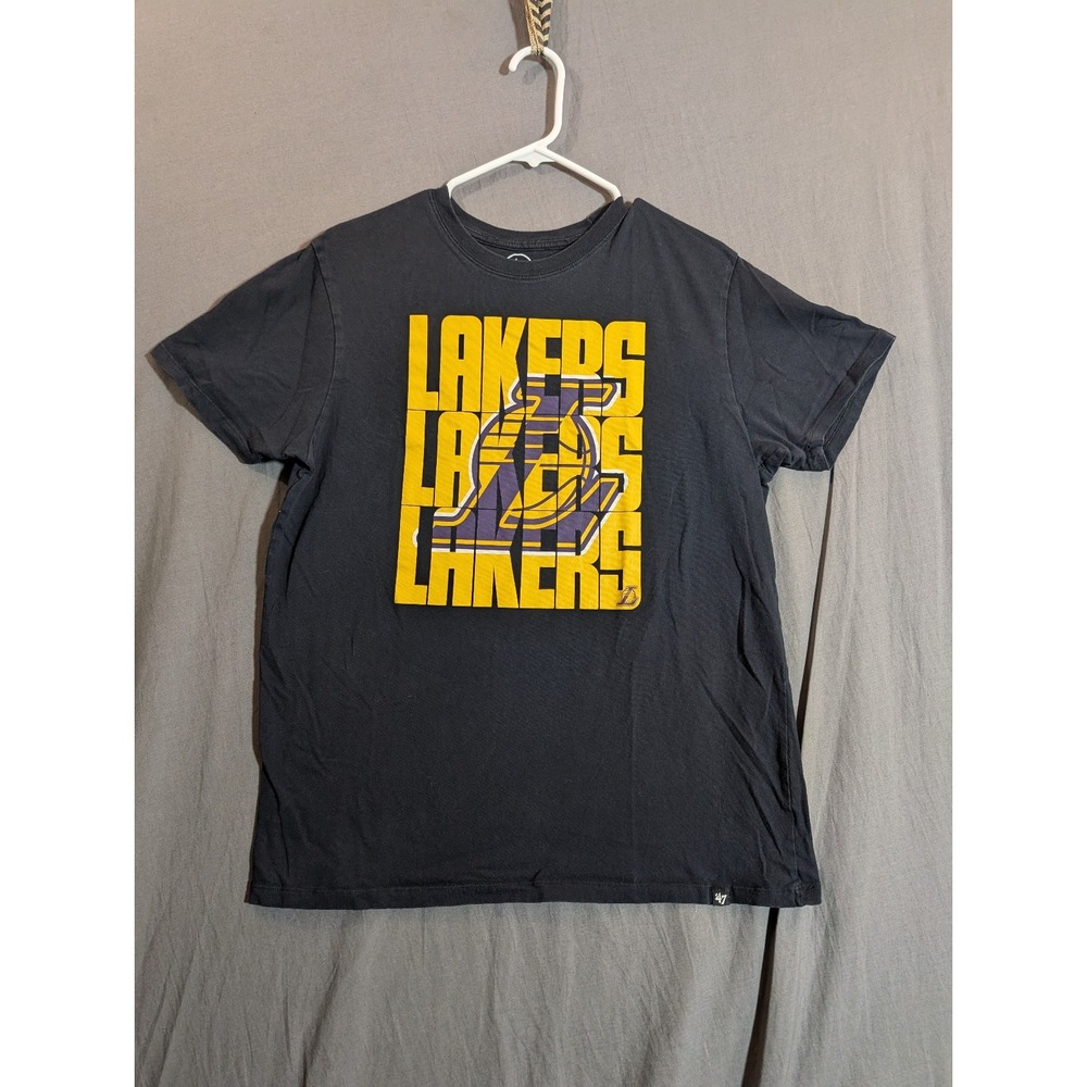 LA LAKERS Mens Shirt Black Large  '47‎ Brand Casual Adult
